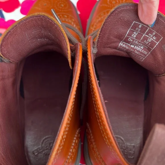 Dr. Martens Affleck Cognac Brogue Wingtip 7 Eye Lace Up Boots - Picture 17 of 17